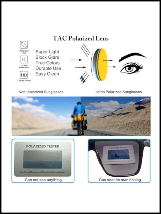 Polarized Square Oversized Sunglasses Flat Top Shield UV Protection main image 4